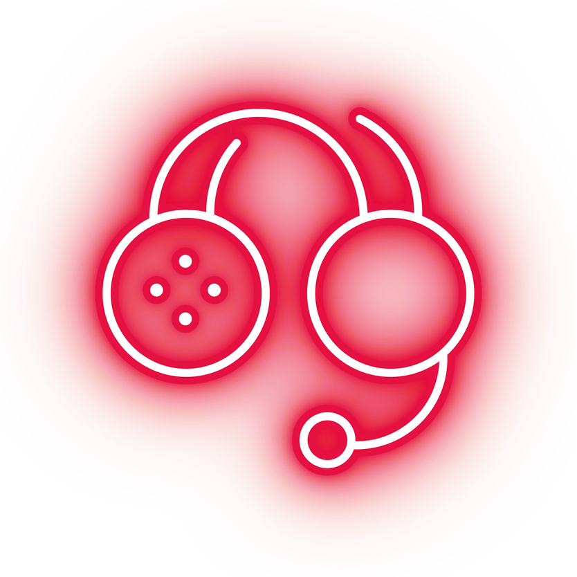 Neon red headset icon